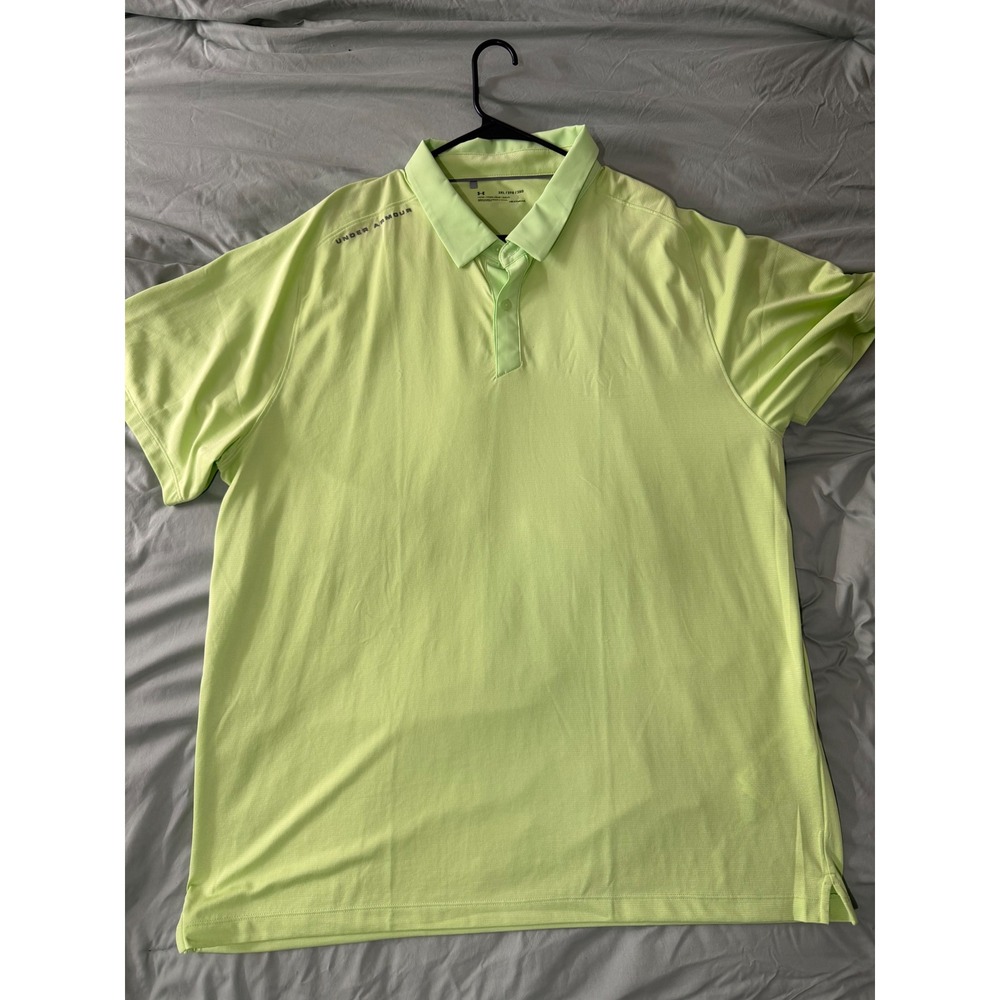 Under Armour Mens 3XL HeatGear Polo Shirt Lime Green Neon Short Sleeve Golf Top